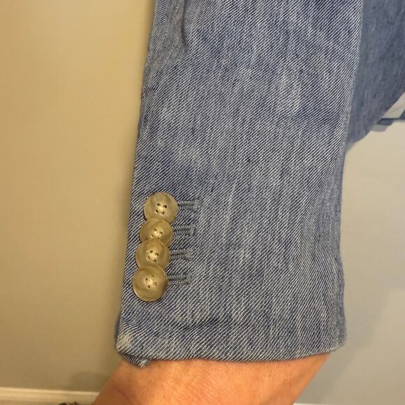 Veronica Beard Dickey Cutaway Jacket Lined Blue Linen Size 2 - Picture 8 of 13